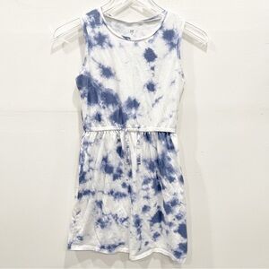 Gap Kids Tie Dye Sleeveless Dress Drawstring Waist Size XL Blue White